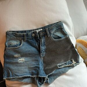 Zara Blue Distressed Jean Shorts